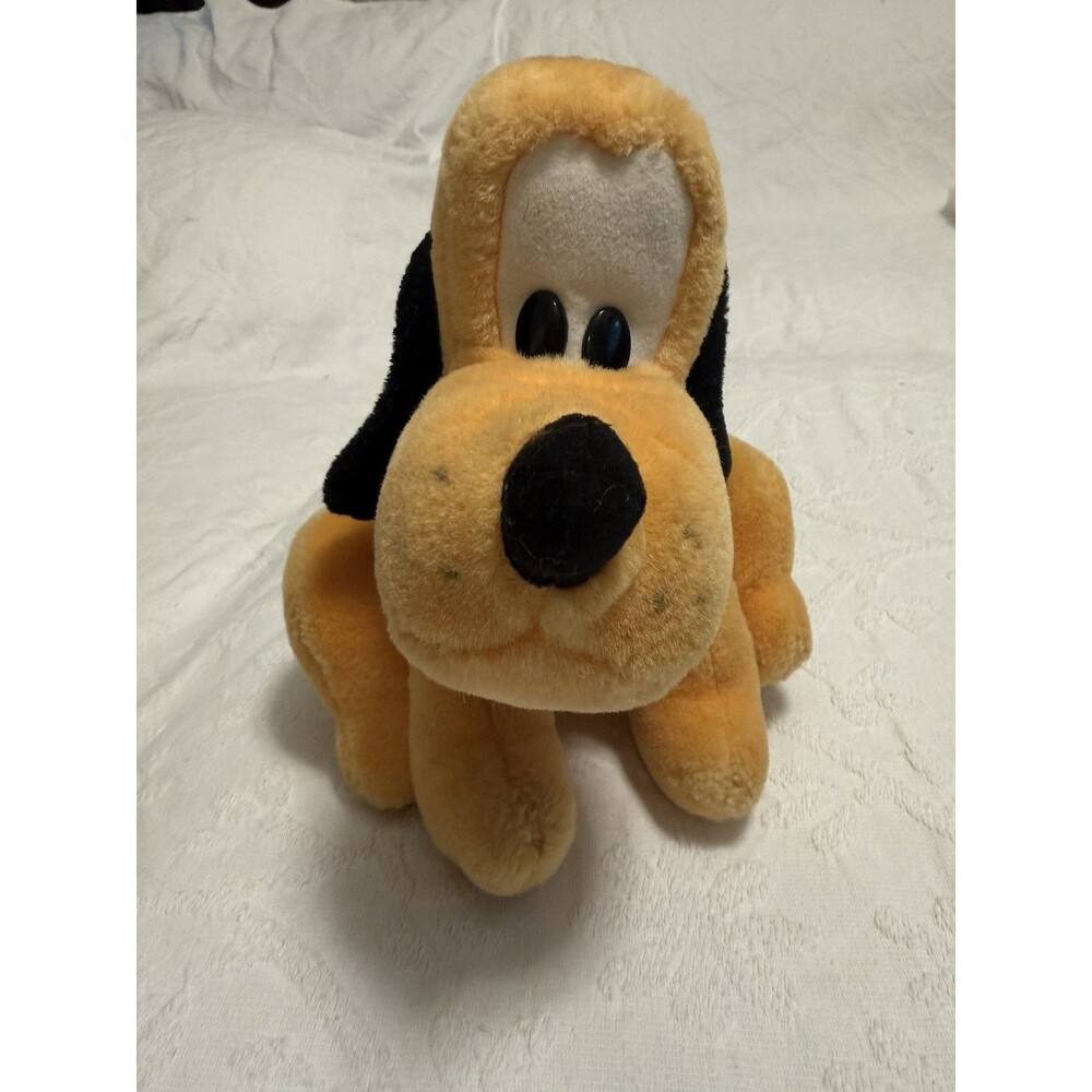 VTG Disney Pluto Plush 90s Red Collar 10” Dog Stuffed Animal Classic Gift EUC